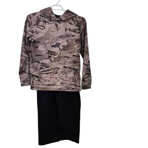 Under Armour Tracksuit Kids YXL Camo Black Excellent UA Storm Hoodie Pants Set